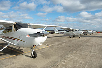 SIU aviation airplanes lined up