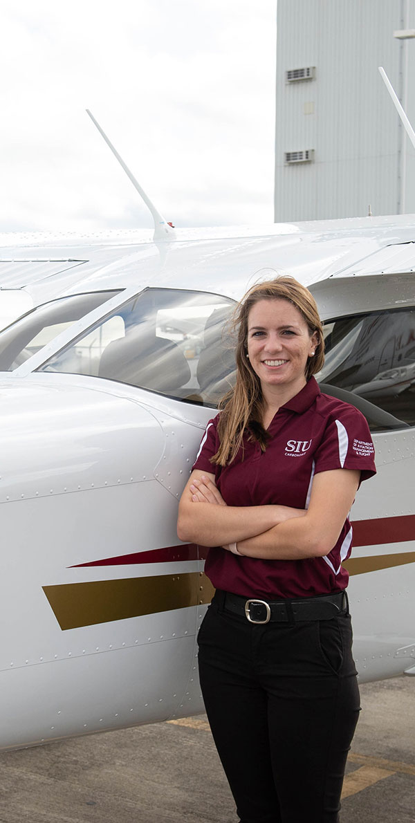 SIU Aviation Student by airplane